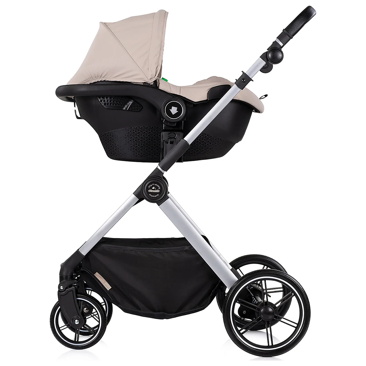 Carucior Chipolino Pearl 3 in 1, Cu scoica auto, Sezut reversibil, Husa de picioare, Gentuta parinti, Pana la 22 kg, Latte [10]