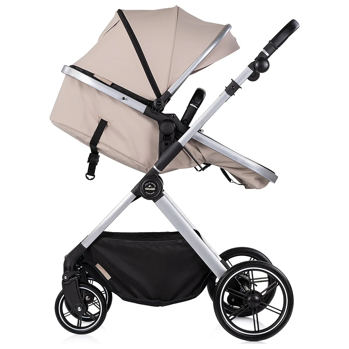 Carucior Chipolino Pearl 3 in 1, Cu scoica auto, Sezut reversibil, Husa de picioare, Gentuta parinti, Pana la 22 kg, Latte [8]