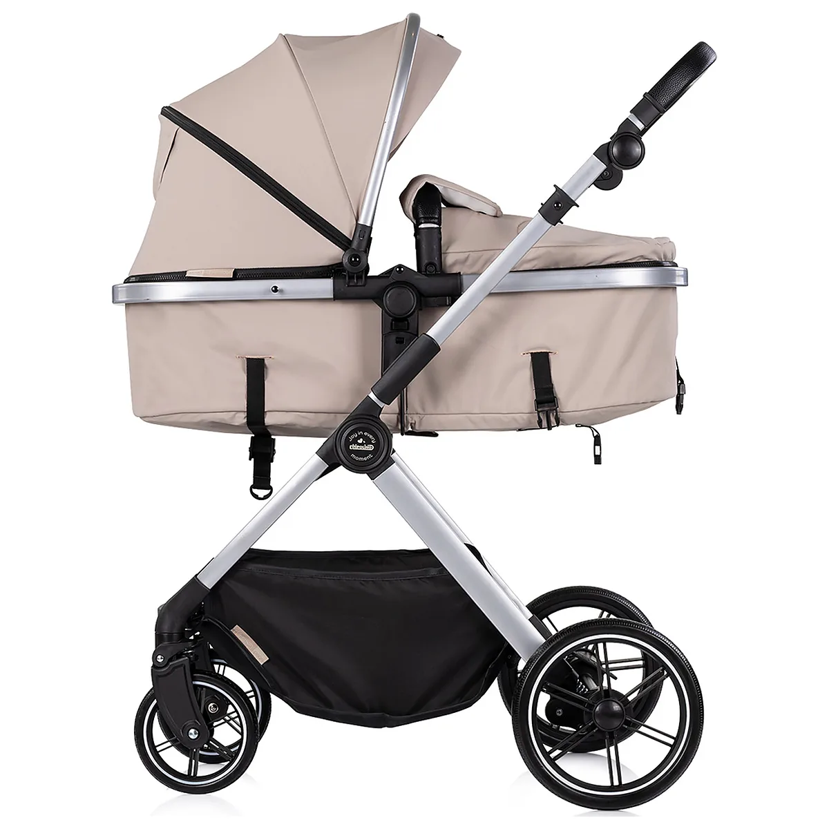 Carucior Chipolino Pearl 3 in 1, Cu scoica auto, Sezut reversibil, Husa de picioare, Gentuta parinti, Pana la 22 kg, Latte [9]