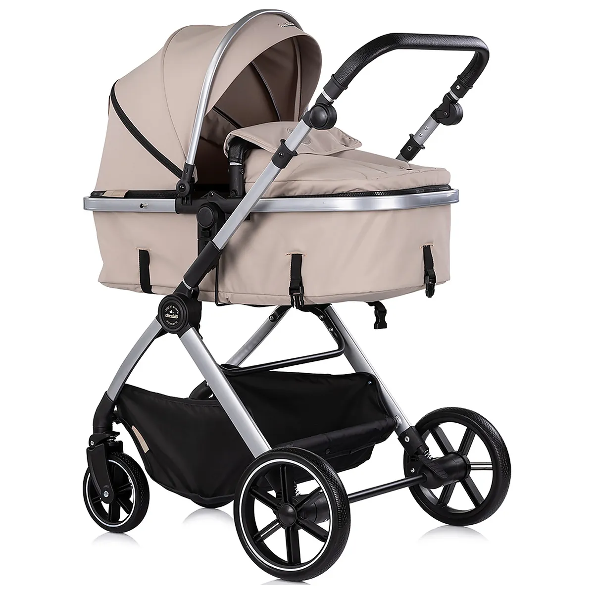 Carucior Chipolino Pearl 3 in 1, Cu scoica auto, Sezut reversibil, Husa de picioare, Gentuta parinti, Pana la 22 kg, Latte [2]