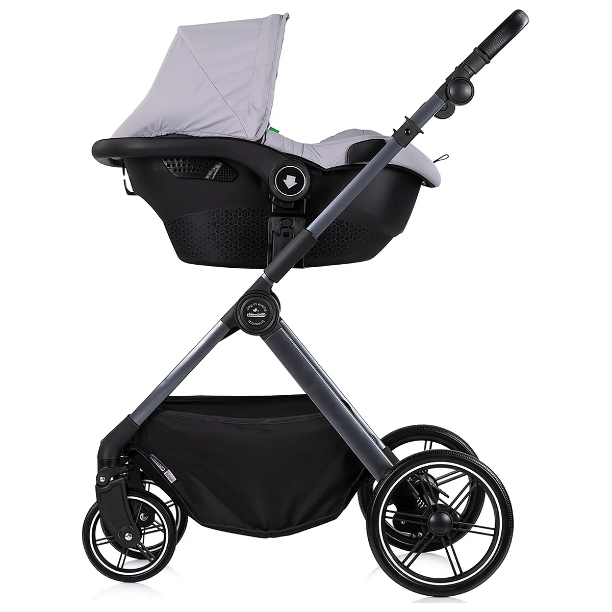 Carucior Chipolino Pearl 3 in 1, Cu scoica auto, Sezut reversibil, Husa de picioare, Gentuta parinti, Pana la 22 kg, Platinum [10]