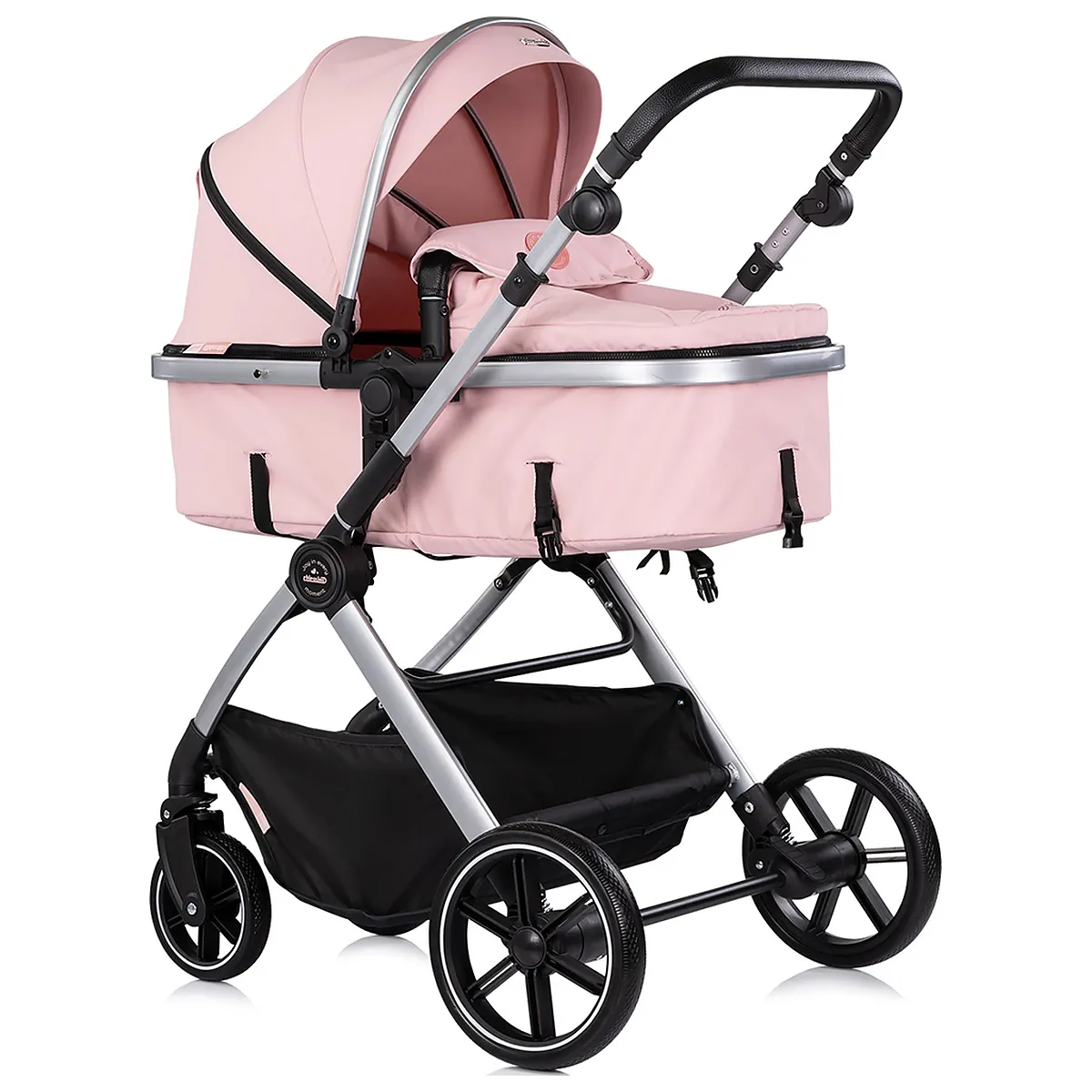 Carucior Chipolino Pearl 3 in 1, Cu scoica auto, Sezut reversibil, Husa de picioare, Gentuta parinti, Pana la 22 kg, Powder pink [2]