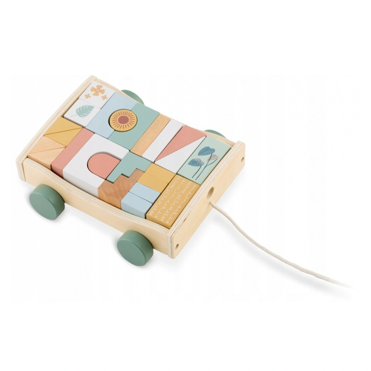 Carucior din lemn cu blocuri din lemn incluse, 20.5 x 17.5 x 6 cm, Nukido [6]