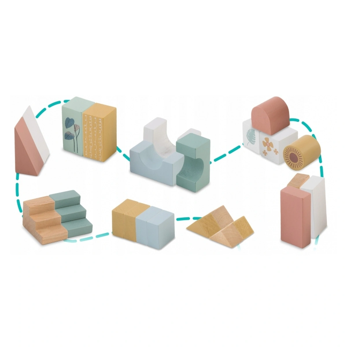 Carucior din lemn cu blocuri din lemn incluse, 20.5 x 17.5 x 6 cm, Nukido [4]