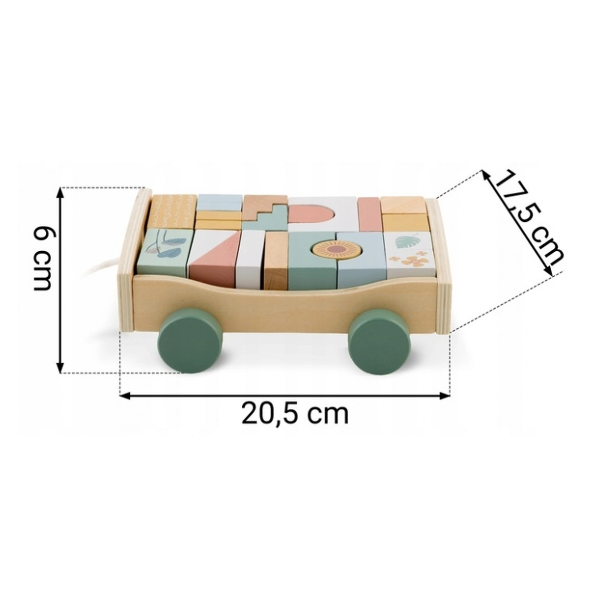 Carucior din lemn cu blocuri din lemn incluse, 20.5 x 17.5 x 6 cm, Nukido [7]