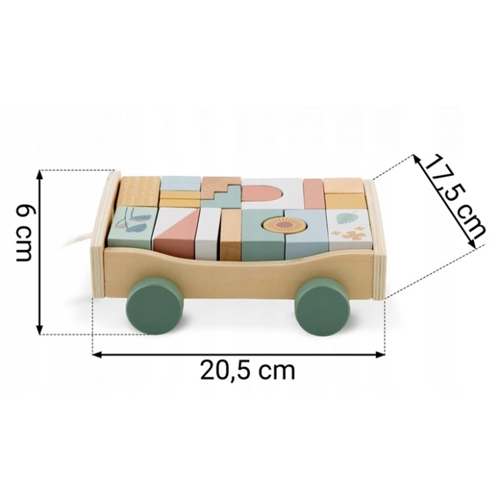 Carucior din lemn cu blocuri din lemn incluse, 20.5 x 17.5 x 6 cm, Nukido [7]