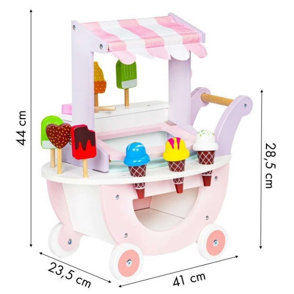 Carucior din lemn tip magazin de inghetata Ecotoys [7]