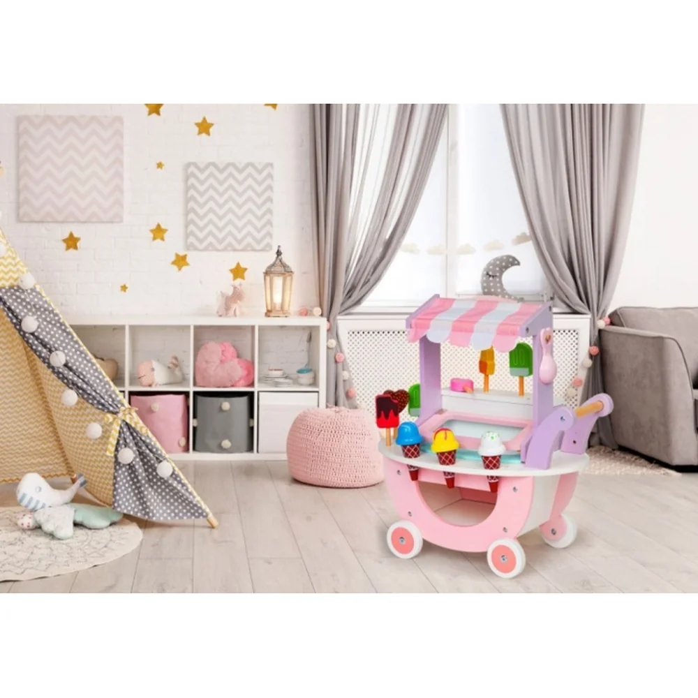 Carucior din lemn tip magazin de inghetata Ecotoys [6]