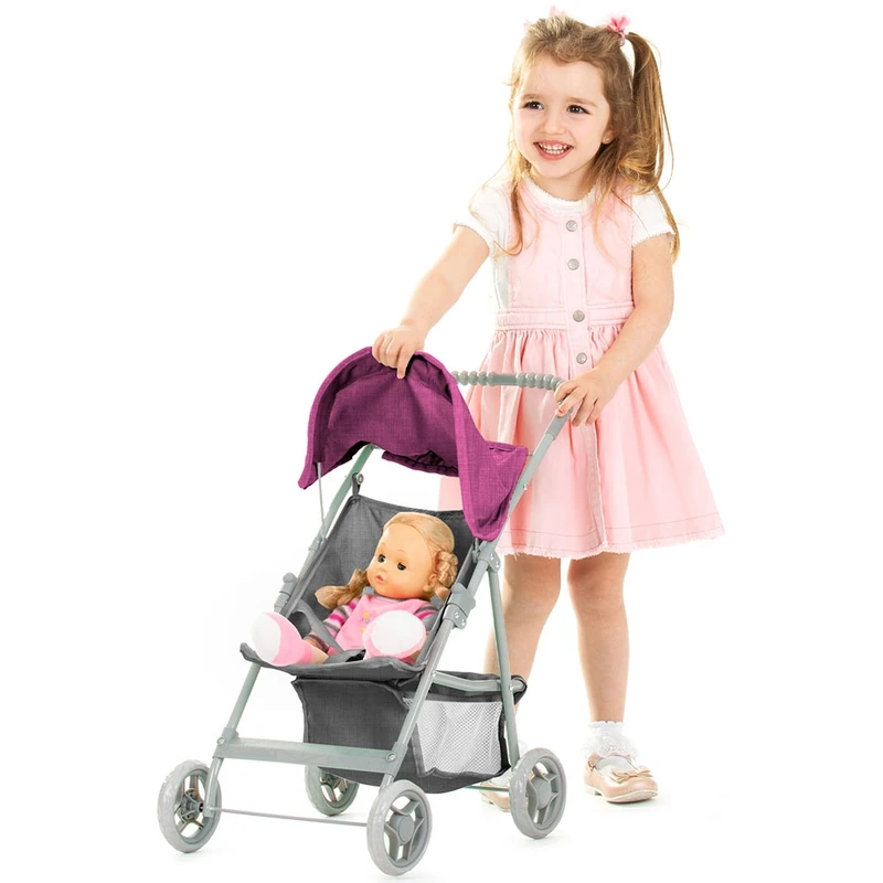 Carucior pentru papusi Chipolino Alice grey pink linen [3]