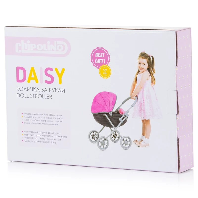 Carucior pentru papusi Chipolino Daisy, Grey pink linen [5]