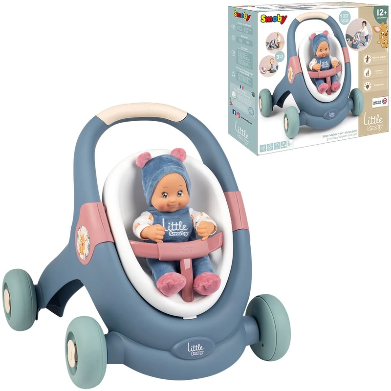 Carucior pentru papusi Smoby Baby Walker 3 in 1 cu papusa [4]
