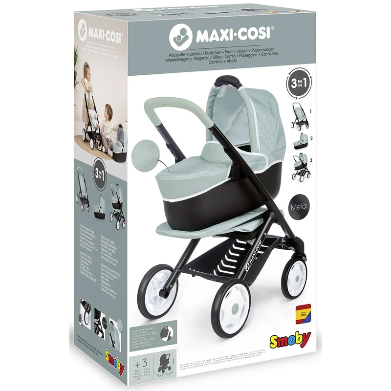 Carucior pentru papusi Smoby Maxi Cosi 3 in 1 albastru [6]