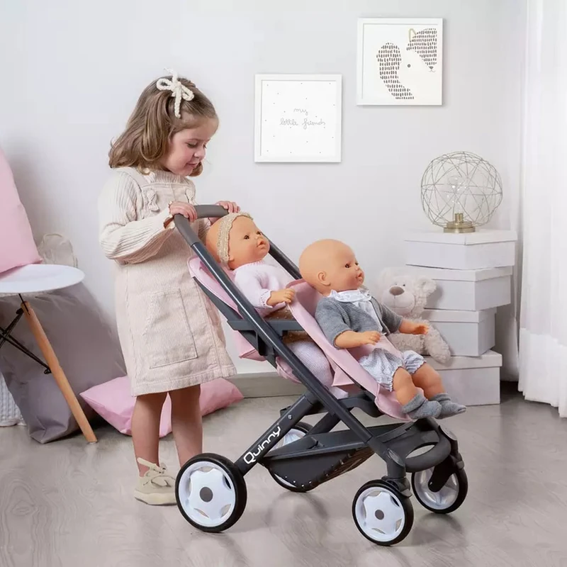Carucior pentru papusi Smoby Maxi Cosy Quinny Twin roz [3]
