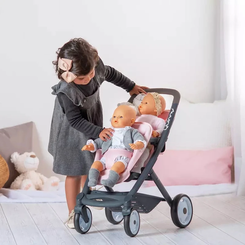 Carucior pentru papusi Smoby Maxi Cosy Quinny Twin roz [4]