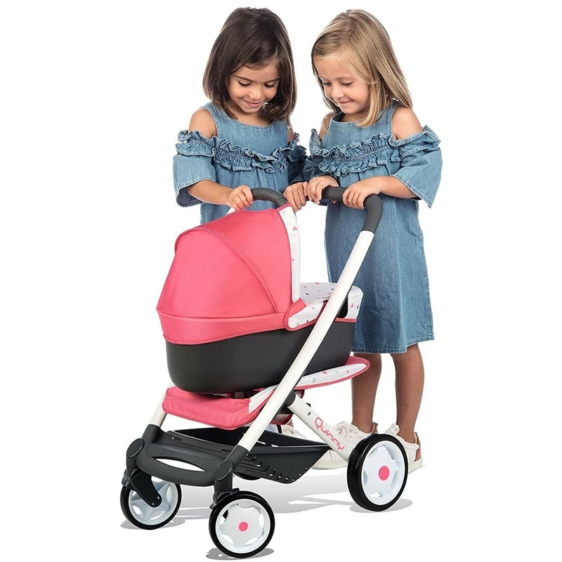 Carucior pentru papusi Smoby Quinny Combi 3 in 1 roz [5]