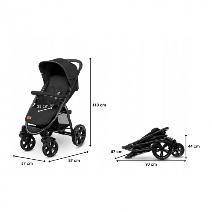 Carucior sport Annet Plus, De la nastere, Cu accesorii si capotina XXL reglabila, 0 - 22 Kg, Negru [2]