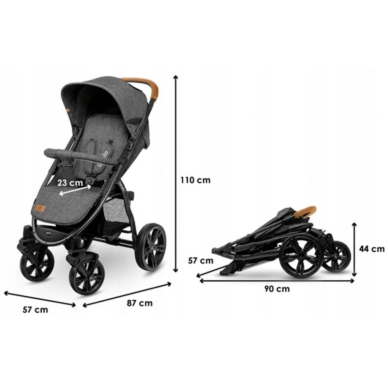 Carucior sport Annet Plus, De la nastere, Cu accesorii si capotina XXL reglabila, 0 - 22 Kg, Gri [2]