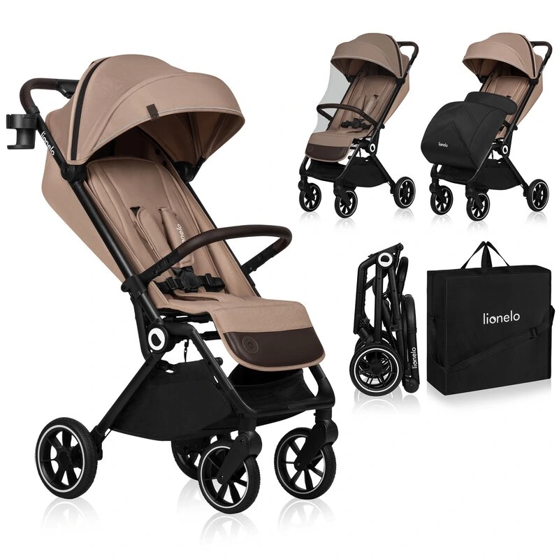 Carucior sport Cloe, 6 luni+, Cu accesorii, Cadru din aluminiu, 0-22 kg, Usor, Pliabil cu o singura mana, Ideal pentru toate tipurile de suprafete, Bej [8]
