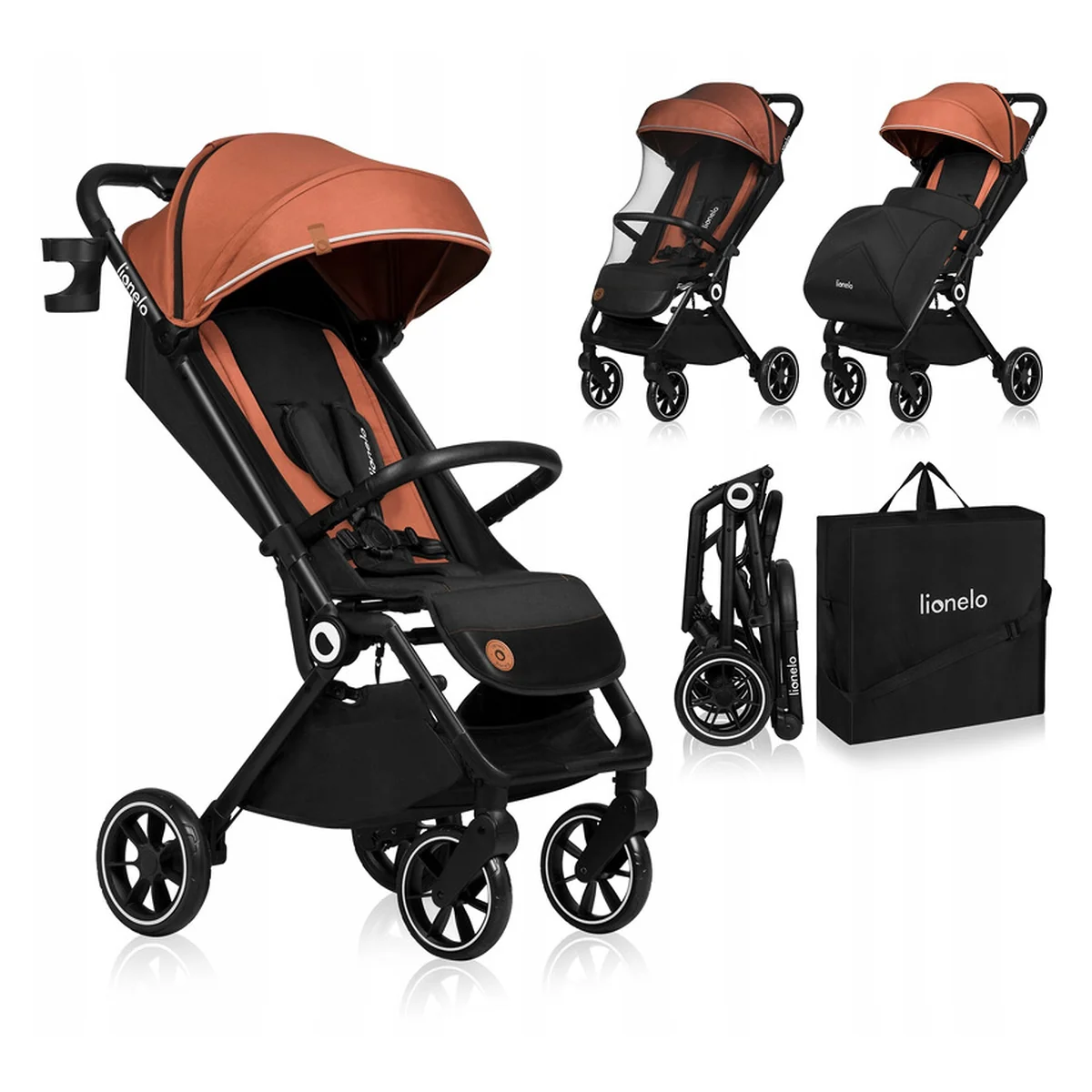 Carucior sport Cloe, 6luni+, Cu accesorii, Cadru din aluminiu, 0-22 kg, Usor, Pliabil cu o singura mana, Ideal pentru toate tipurile de suprafete, Maro [3]