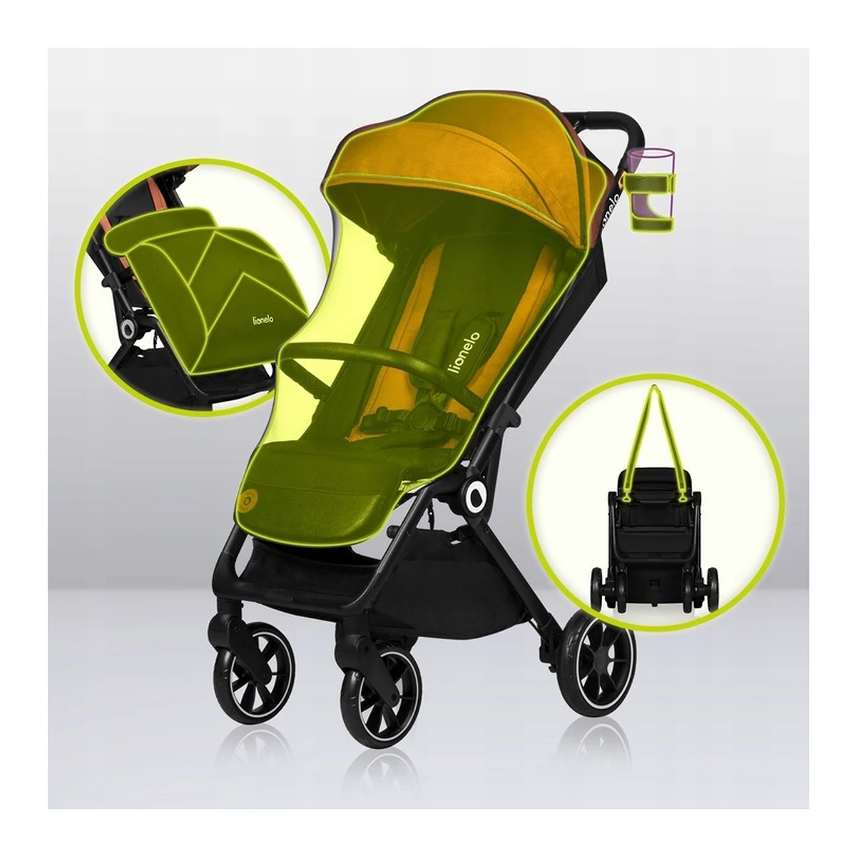 Carucior sport Cloe, 6luni+, Cu accesorii, Cadru din aluminiu, 0-22 kg, Usor, Pliabil cu o singura mana, Ideal pentru toate tipurile de suprafete, Maro [9]