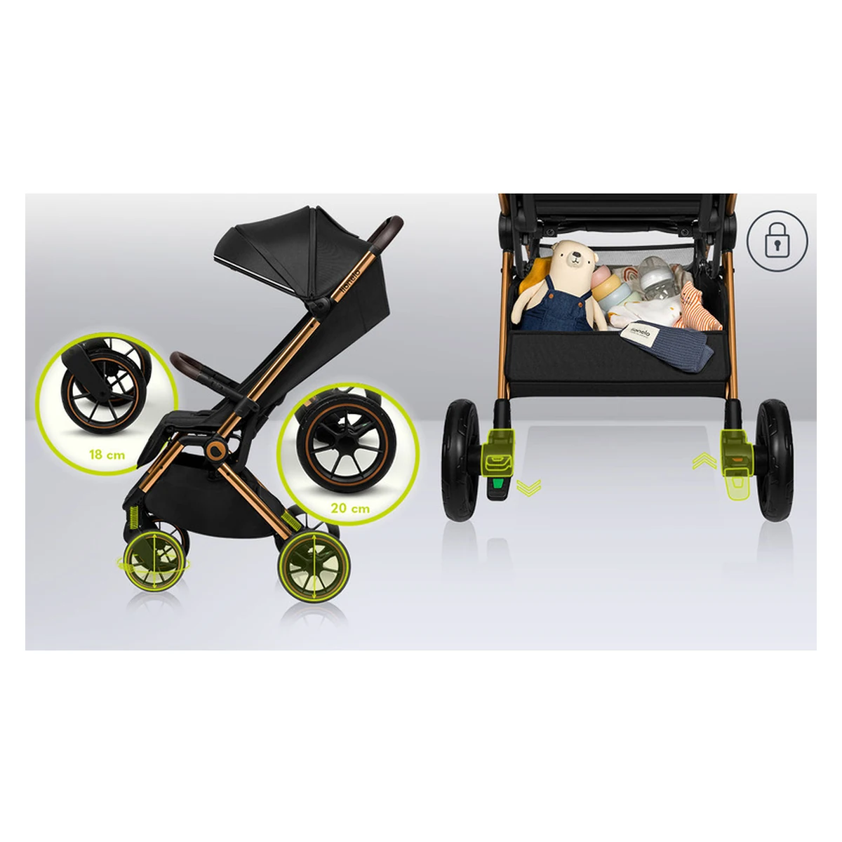 Carucior sport Cloe, 6luni+, Cu accesorii, Cadru din aluminiu, 0-22 kg, Usor, Pliabil cu o singura mana, Ideal pentru toate tipurile de suprafete, Maro [27]