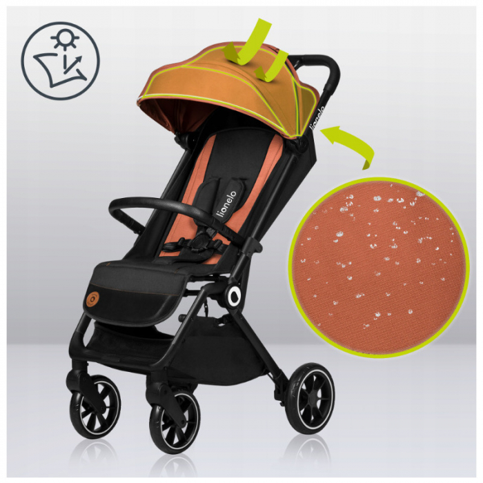Carucior sport Cloe, 6luni+, Cu accesorii, Cadru din aluminiu, 0-22 kg, Usor, Pliabil cu o singura mana, Ideal pentru toate tipurile de suprafete, Maro [24]