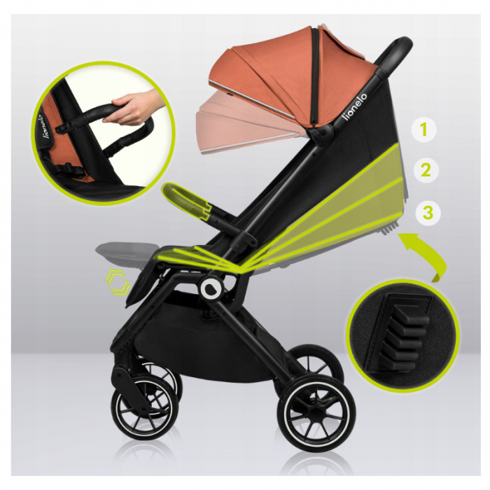 Carucior sport Cloe, 6luni+, Cu accesorii, Cadru din aluminiu, 0-22 kg, Usor, Pliabil cu o singura mana, Ideal pentru toate tipurile de suprafete, Maro [22]