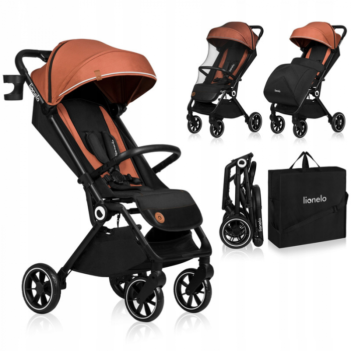 Carucior sport Cloe, 6luni+, Cu accesorii, Cadru din aluminiu, 0-22 kg, Usor, Pliabil cu o singura mana, Ideal pentru toate tipurile de suprafete, Maro [2]