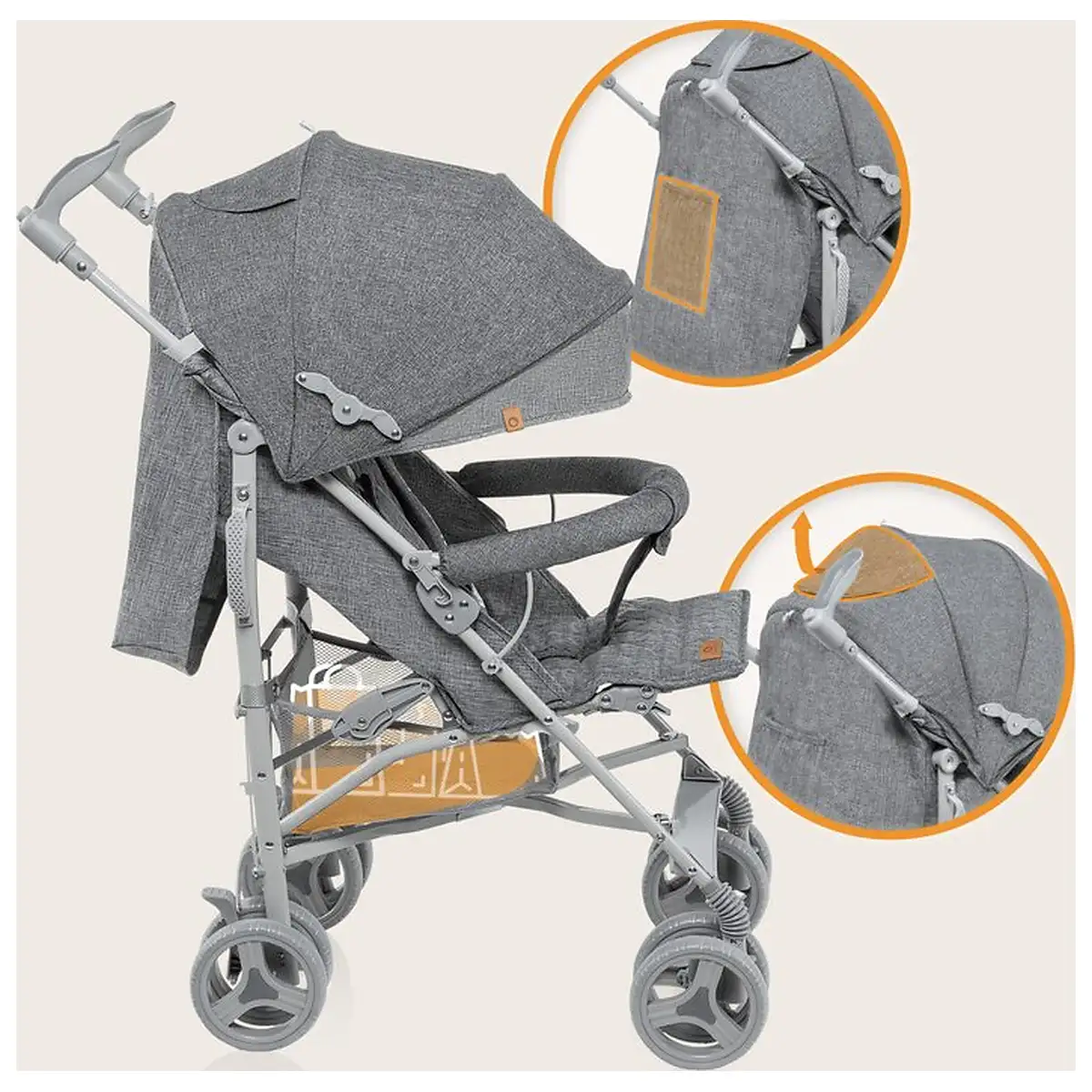 Carucior sport compact, Lionelo, Irma, Pliere tip umbrela, 6- 36 luni, Pana la 15 kg, Gri [12]