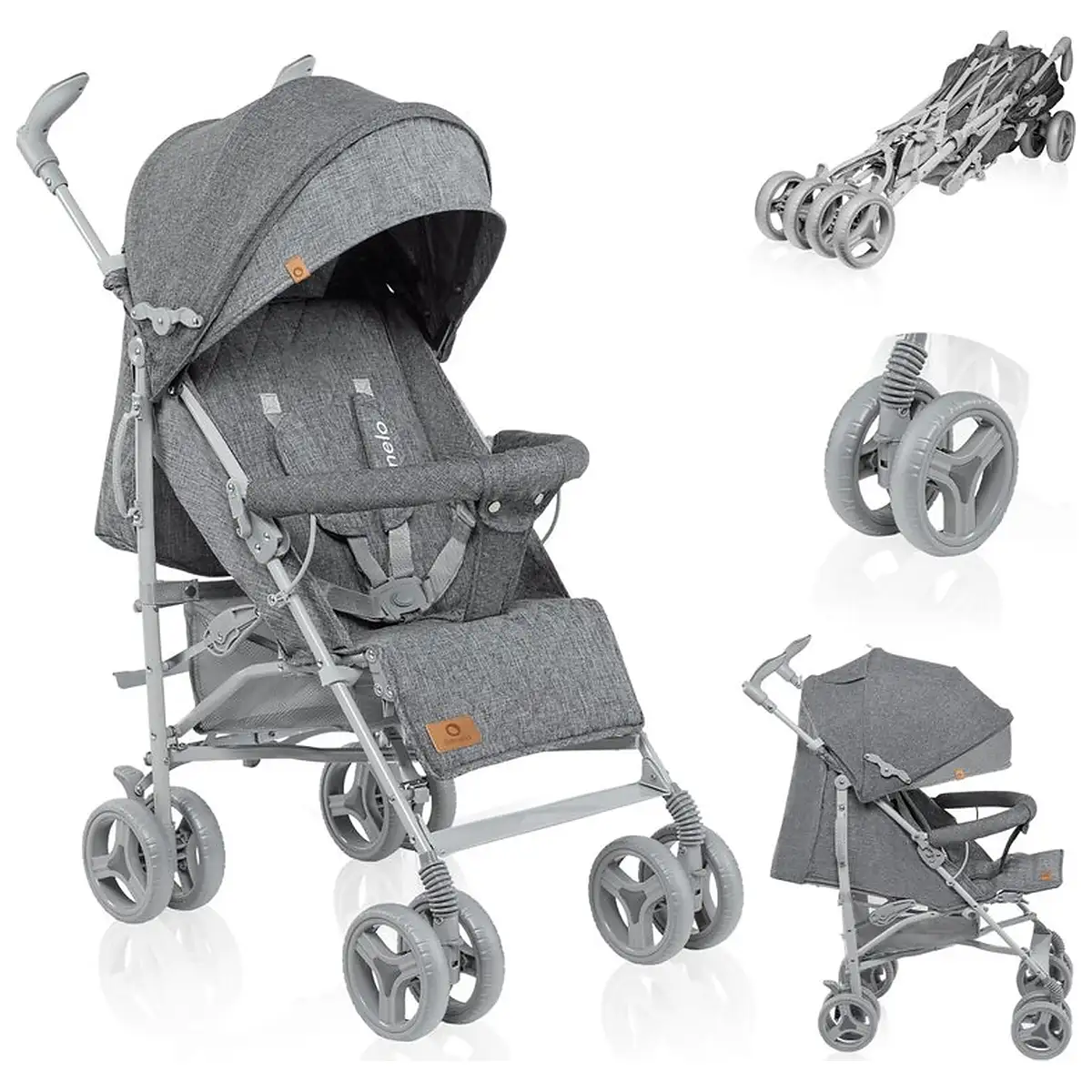 Carucior sport compact, Lionelo, Irma, Pliere tip umbrela, 6- 36 luni, Pana la 15 kg, Gri [4]