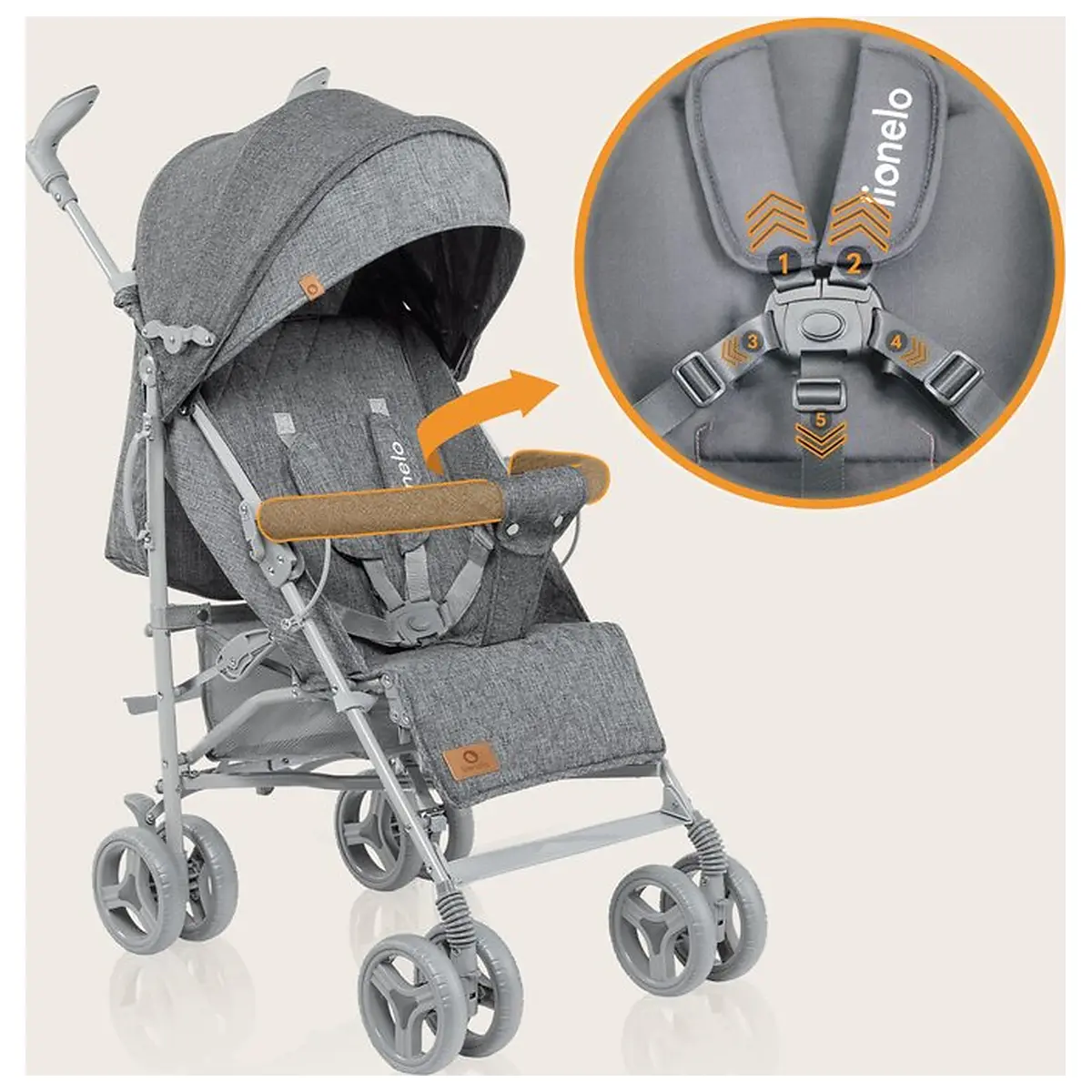 Carucior sport compact, Lionelo, Irma, Pliere tip umbrela, 6- 36 luni, Pana la 15 kg, Gri [10]