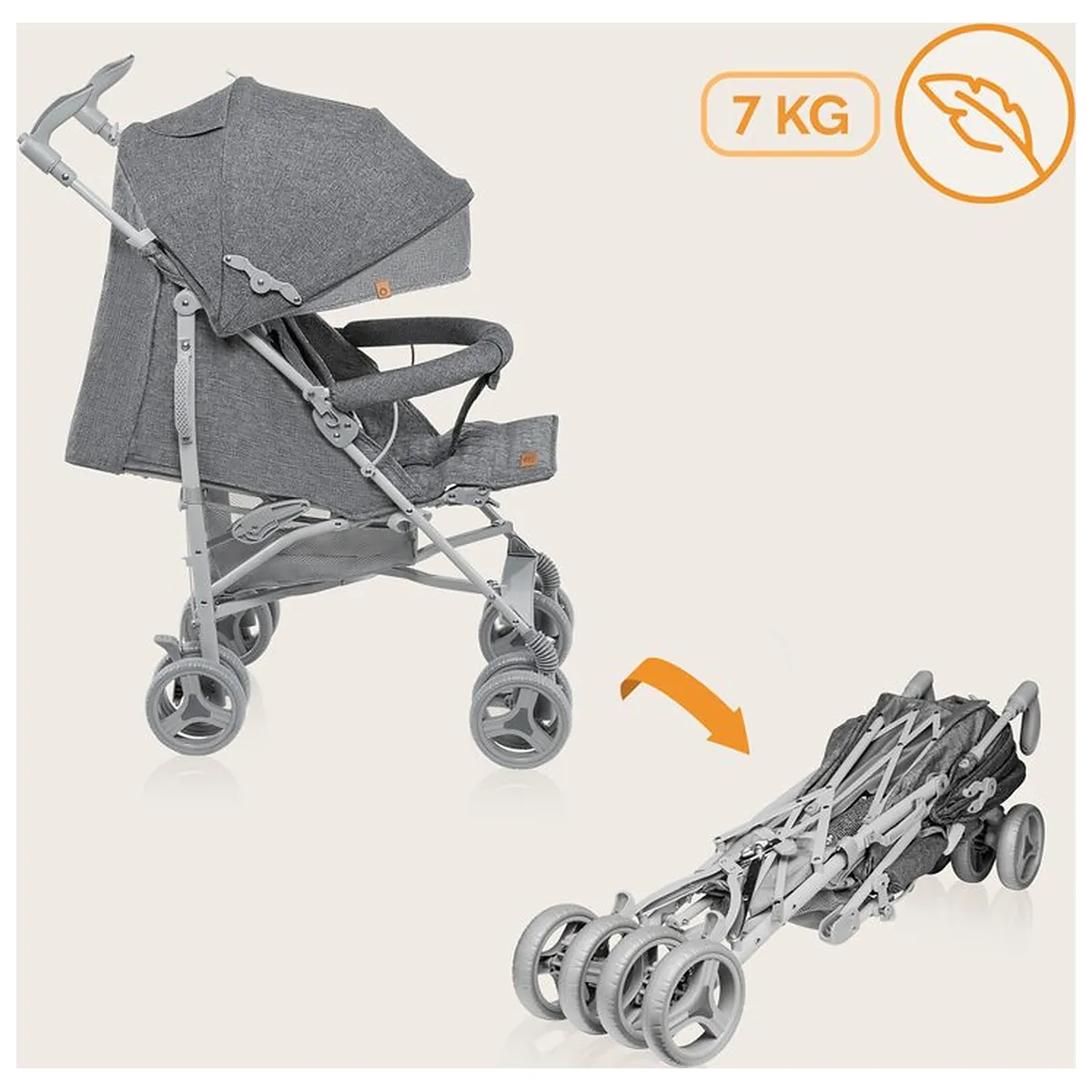 Carucior sport compact, Lionelo, Irma, Pliere tip umbrela, 6- 36 luni, Pana la 15 kg, Gri [13]