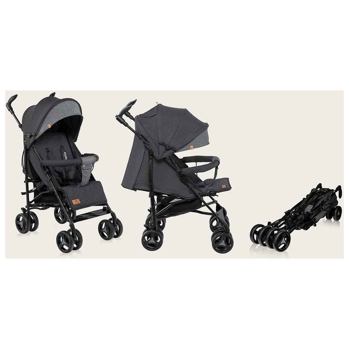 Carucior sport compact, Lionelo, Irma, Pliere tip umbrela, 6- 36 luni, Pana la 15 kg, Gri/Negru [4]
