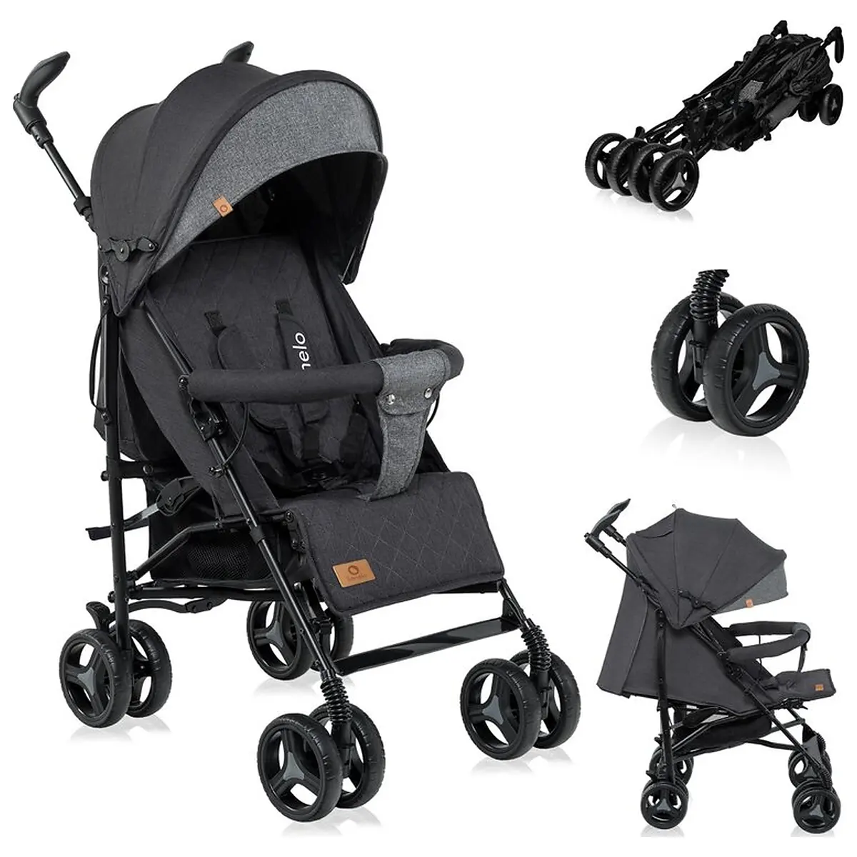Carucior sport compact, Lionelo, Irma, Pliere tip umbrela, 6- 36 luni, Pana la 15 kg, Gri/Negru [3]