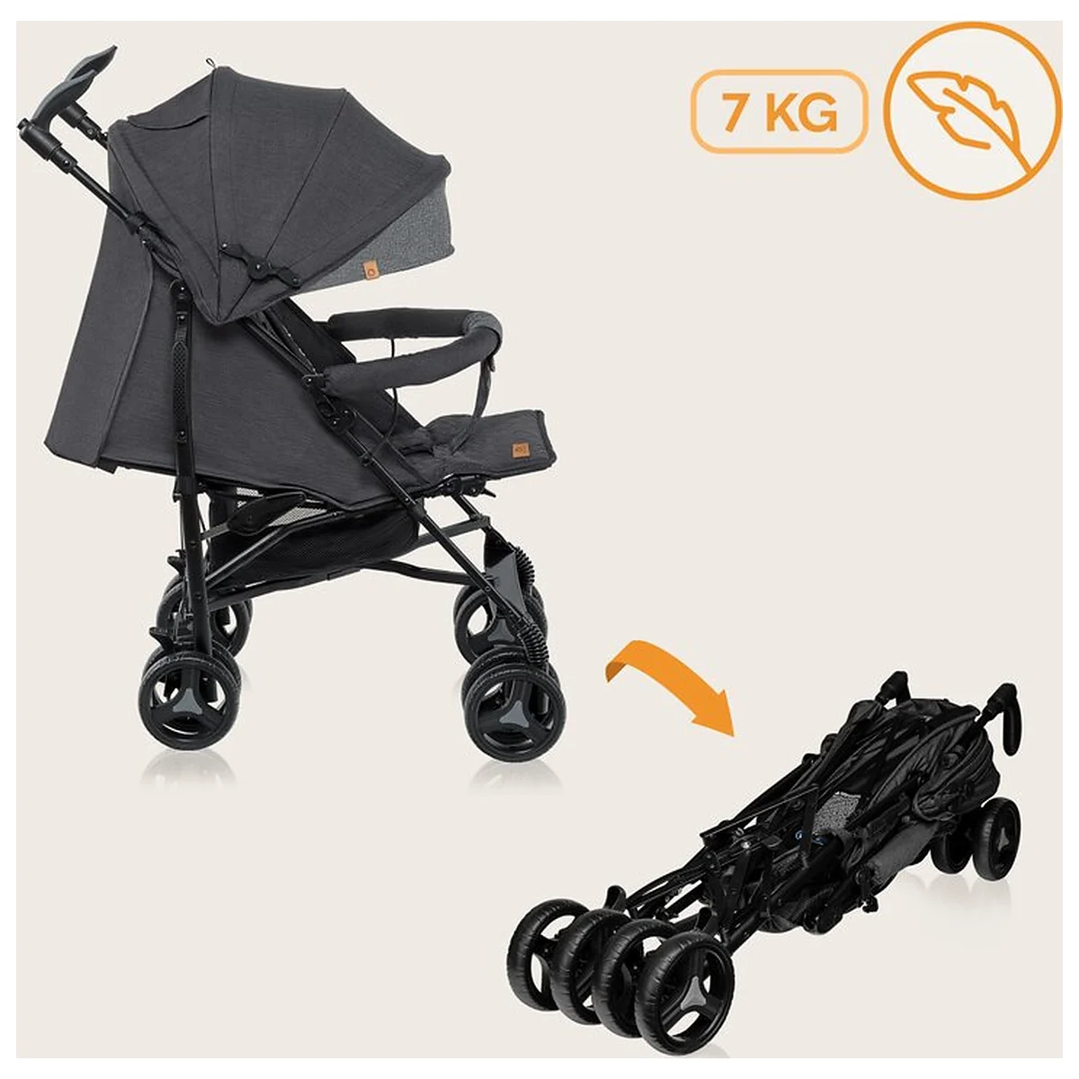 Carucior sport compact, Lionelo, Irma, Pliere tip umbrela, 6- 36 luni, Pana la 15 kg, Gri/Negru [12]