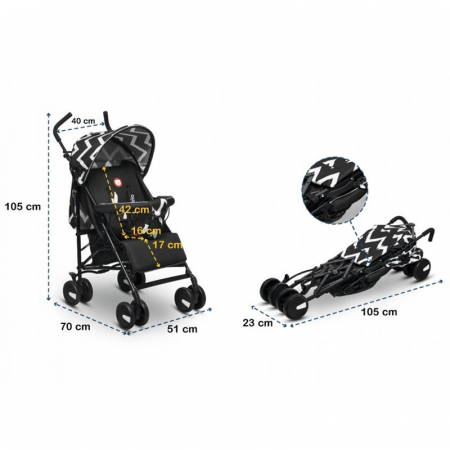 Lionelo - Carucior sport Elia Oslo, Cu husa de picioare, Cu plasa de tantari, Conform cu standardul european de securitate EN1888-1, Negru [5]