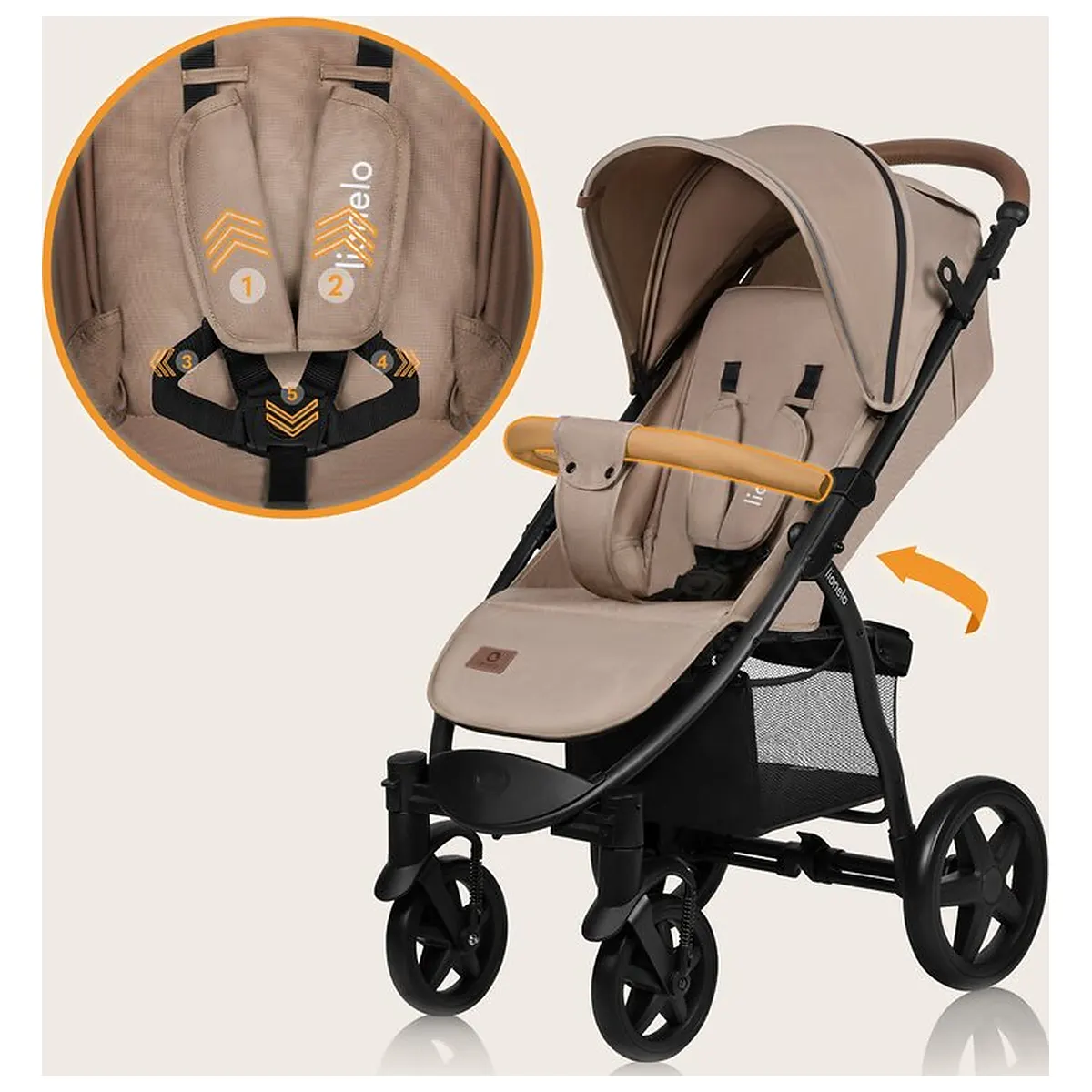 Carucior sport, Lionelo, Annet Plus, De la nastere, Cu accesorii si capotina XXL reglabila, 0 - 22 Kg, Conform cu [30]