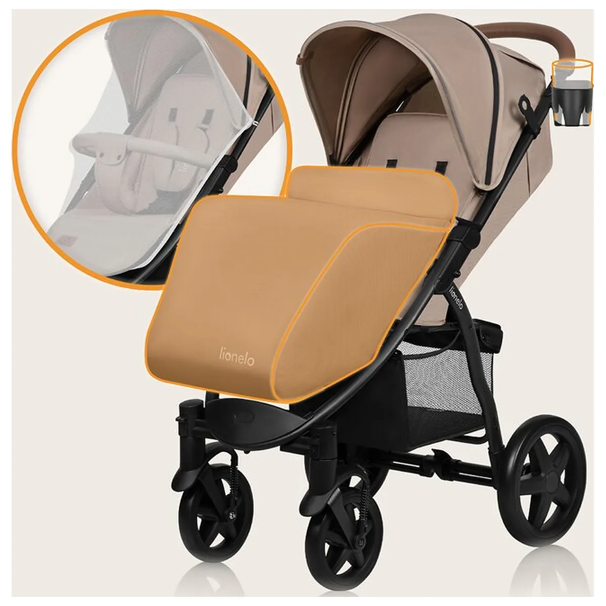 Carucior sport, Lionelo, Annet Plus, De la nastere, Cu accesorii si capotina XXL reglabila, 0 - 22 Kg, Conform cu [32]