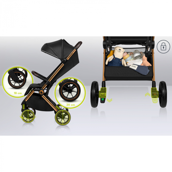 Carucior sport, Lionelo, Cloe, Cu accesorii, Pliere compacta pentru avion, cu o singura mana, 6 luni+, Verde Smarald [38]