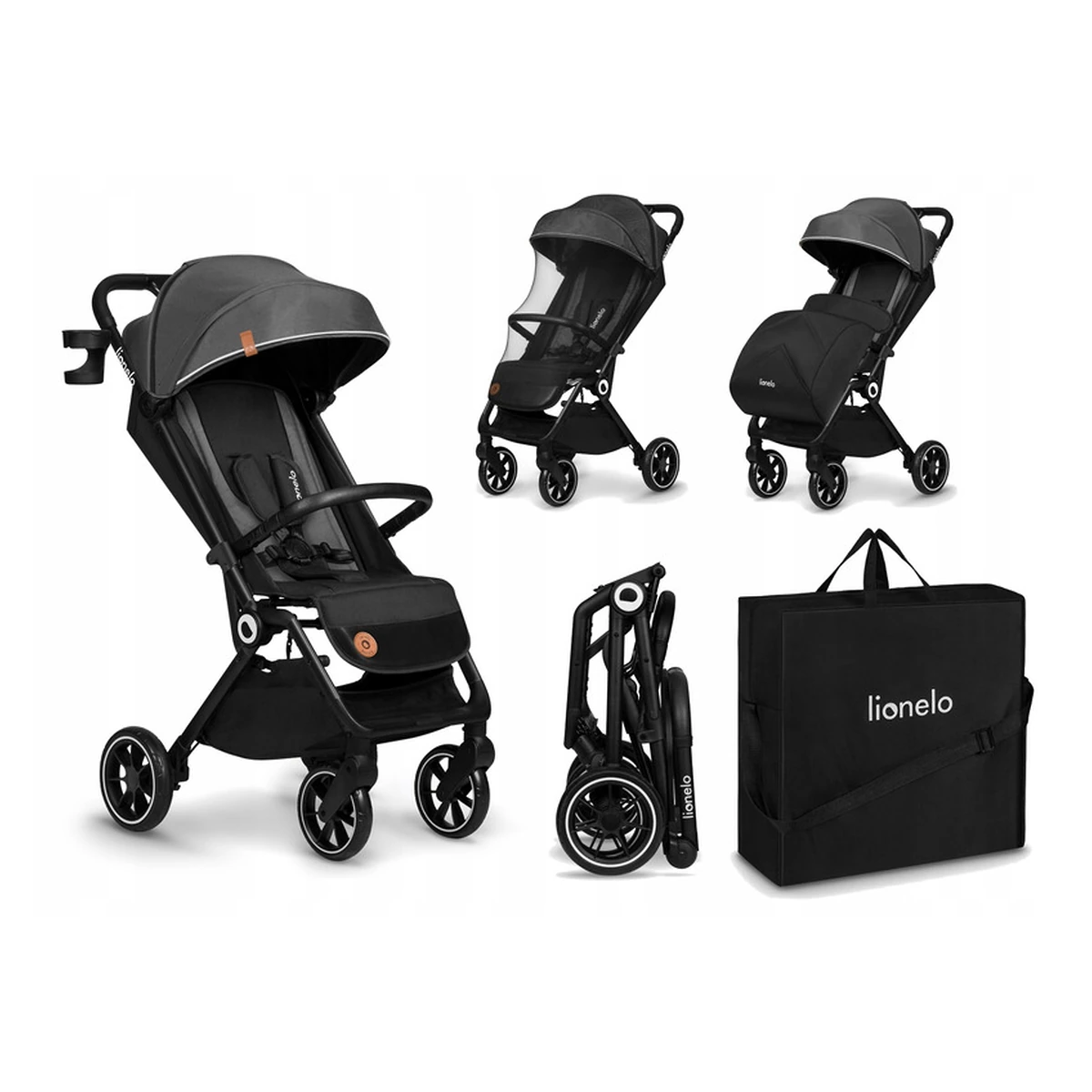 Carucior sport, Lionelo, Cloe, Cu accesorii, Pliere compacta pentru avion, cu o singura mana, 6 luni+, Gri [3]