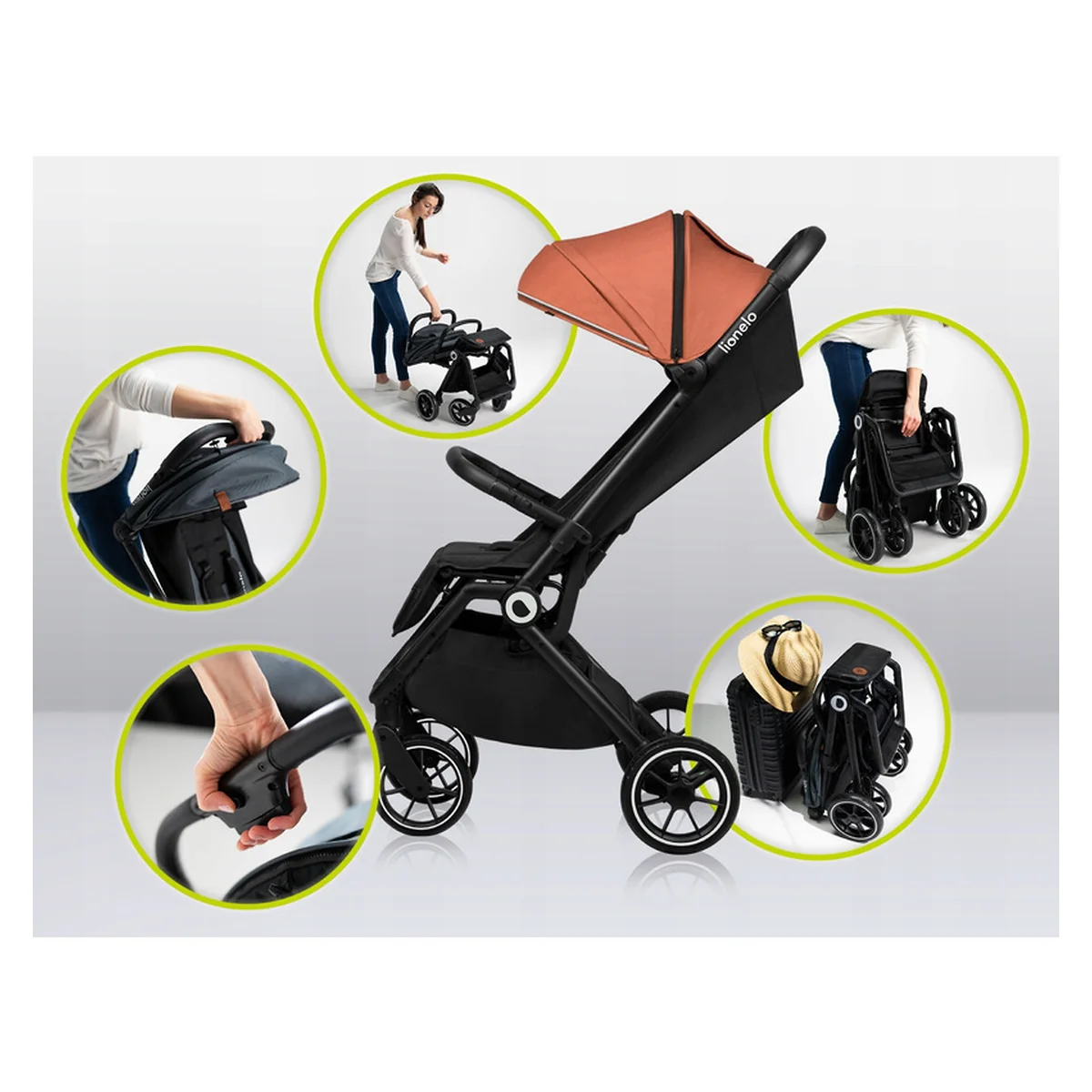 Carucior sport, Lionelo, Cloe, Cu accesorii, Pliere compacta pentru avion, cu o singura mana, 6 luni+, Gri [12]