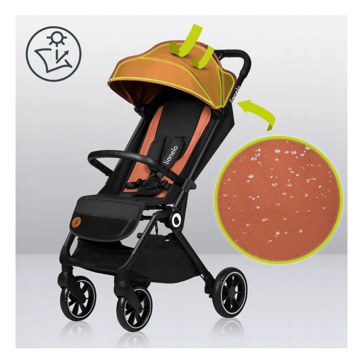 Carucior sport, Lionelo, Cloe, Cu accesorii, Pliere compacta pentru avion, cu o singura mana, 6 luni+, Gri [20]