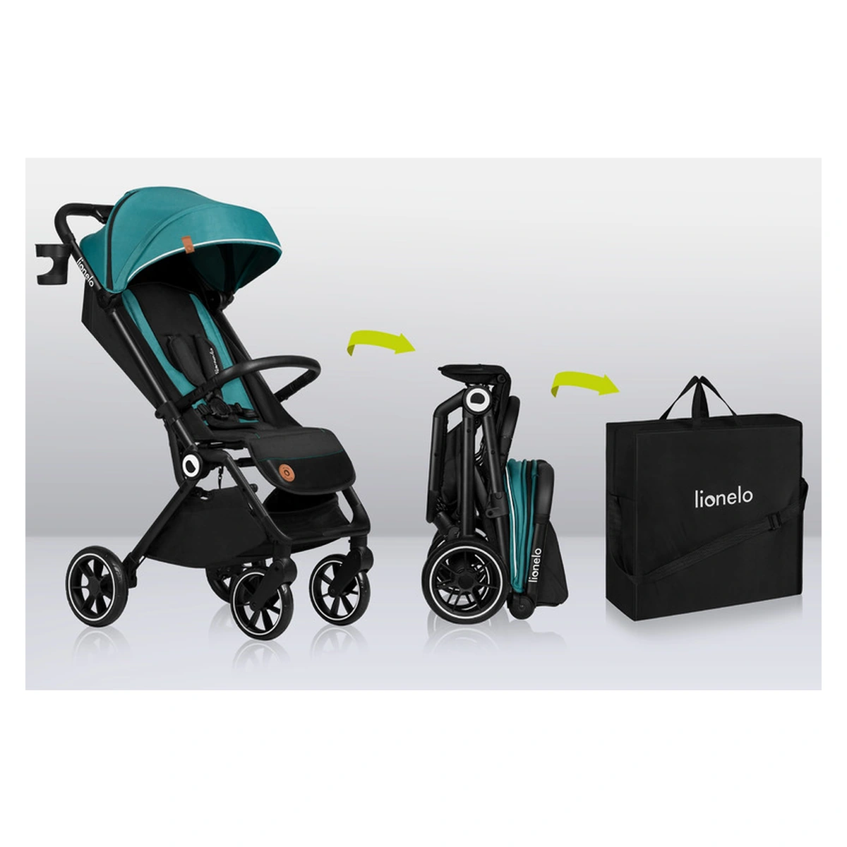 Carucior sport, Lionelo, Cloe, Cu accesorii, Pliere compacta pentru avion, cu o singura mana, 6 luni+, Verde Smarald [4]