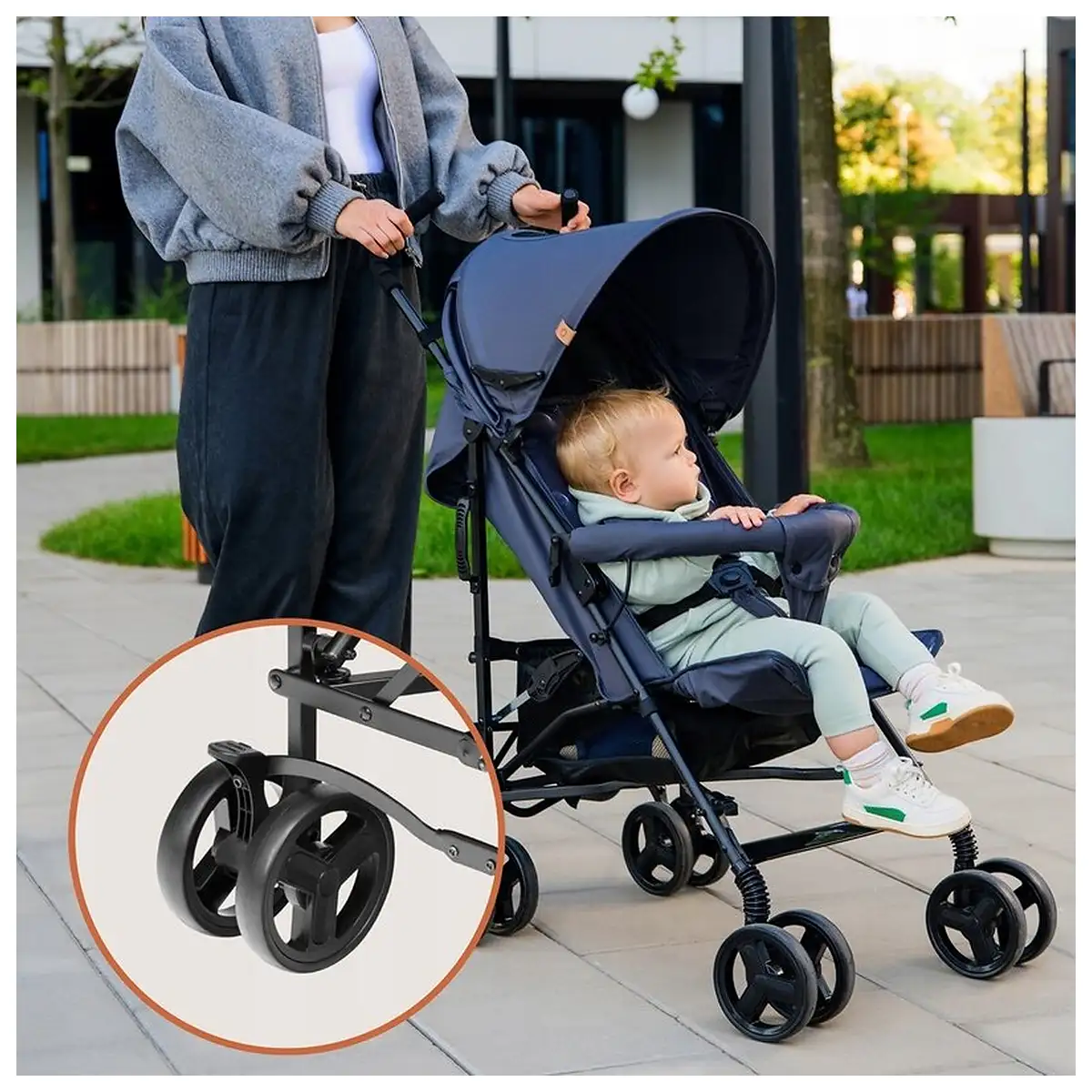 Carucior sport, Lionelo, Elia, Cu plasa de tantari, Suport de picioare reglabil, Spatar ajustabil in 4 pozitii, Capotina XXL, Pliere tip umbrela, Capacitate 15 kg, 6 luni+, Maro [18]