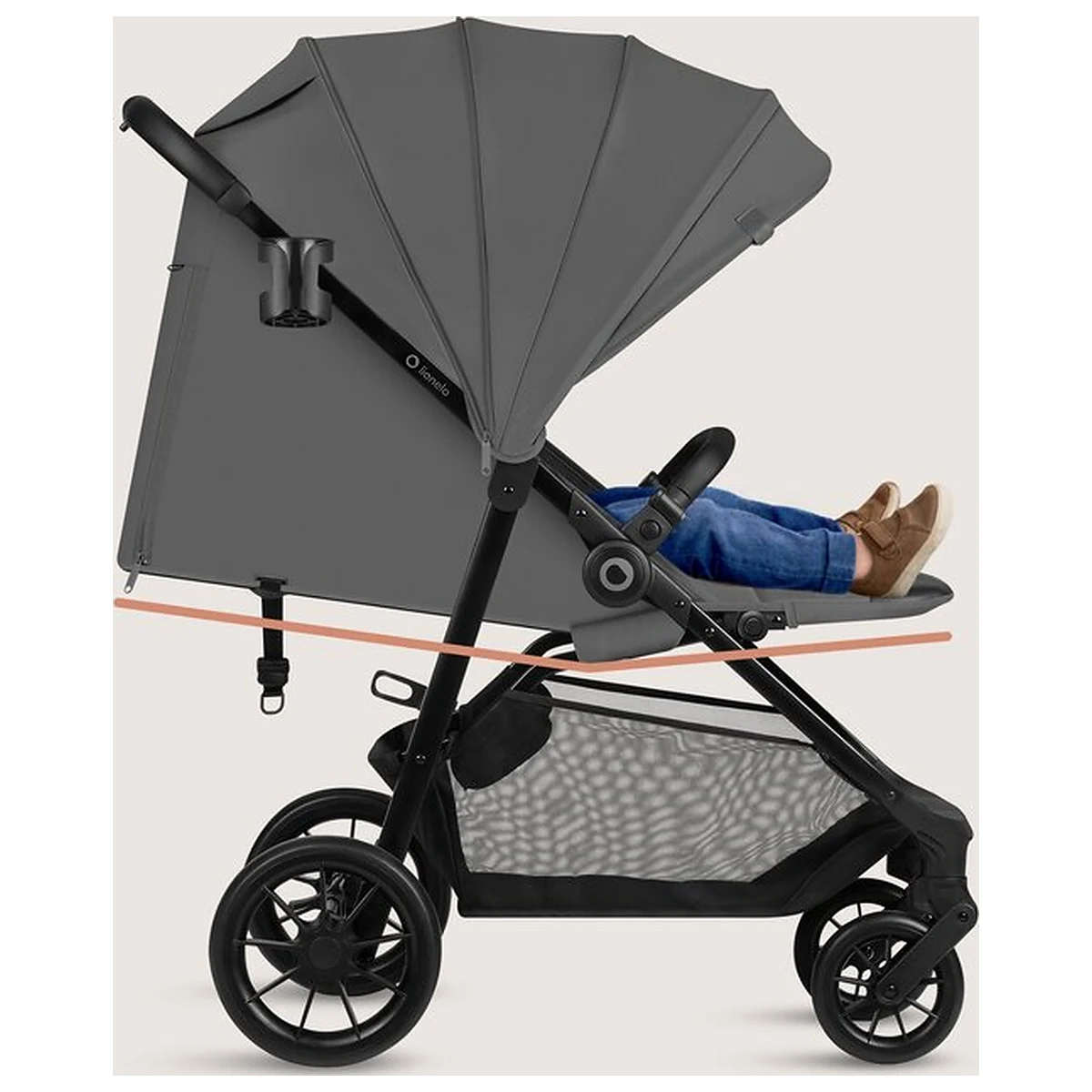 Carucior sport, Lionelo, Emerald, Pliere cu o mana, Copertina XXL UPF50+, Spatar reglabil, Suspensie completa, Roti EVA, 6- 48 luni, Pana la 22 kg, Gri [16]