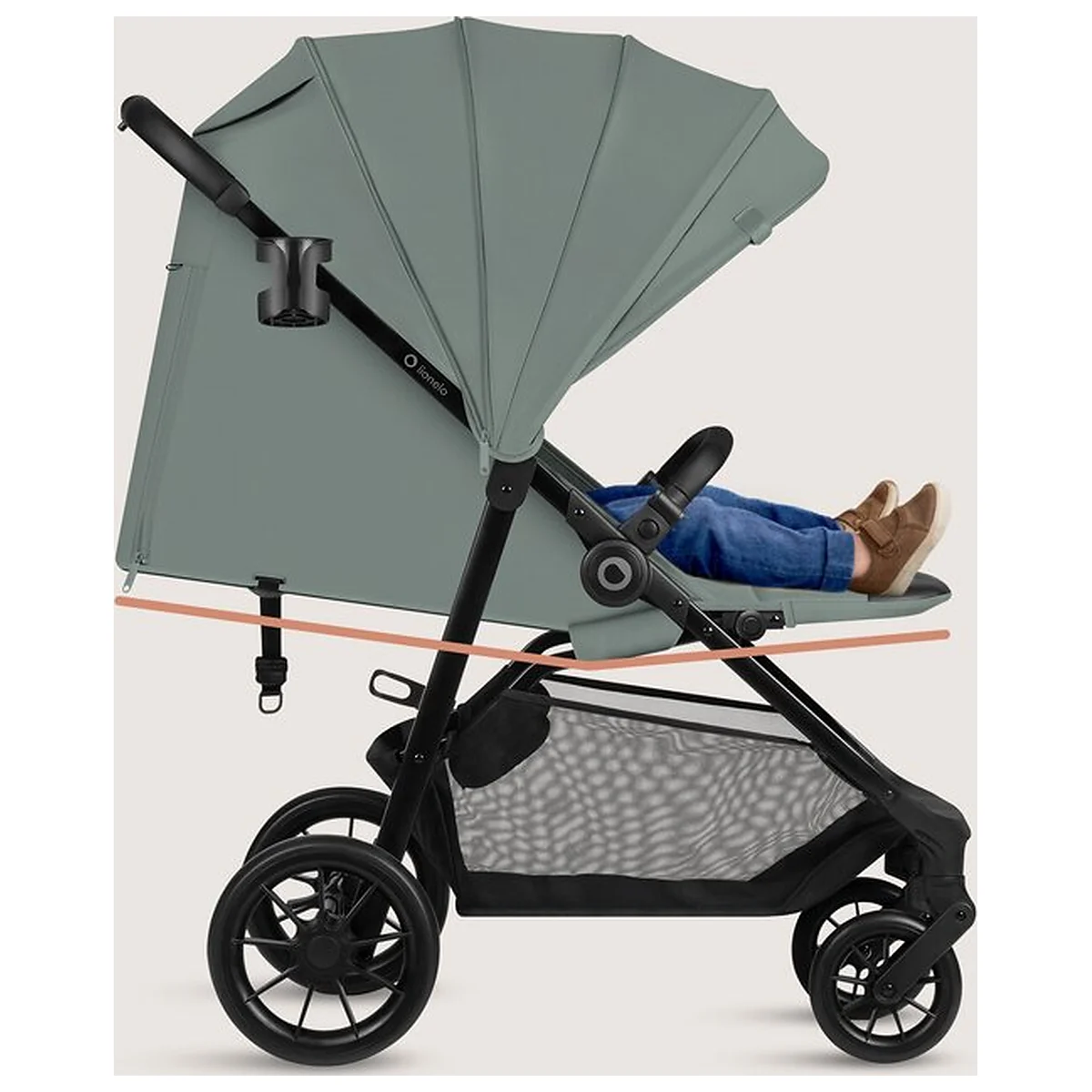 Carucior sport, Lionelo, Emerald, Pliere cu o mana, Copertina XXL UPF50+, Spatar reglabil, Suspensie completa, Roti EVA, 6- 48 luni, Pana la 22 kg, Verde [15]