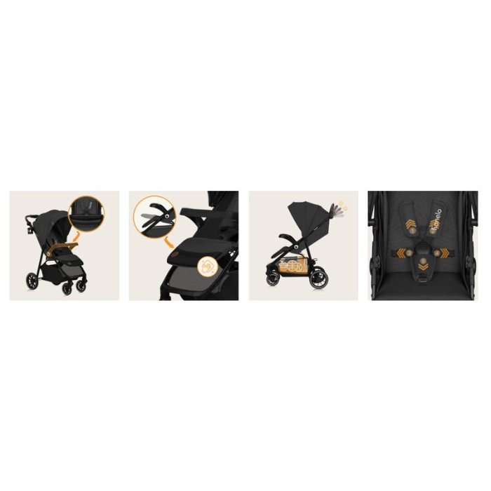 Carucior sport, Lionelo, Emma One, Cu tavita, Suport pahar, Plasa de tantari, Roti EVA, Maner reglabil, Pana la 22 kg, [35]