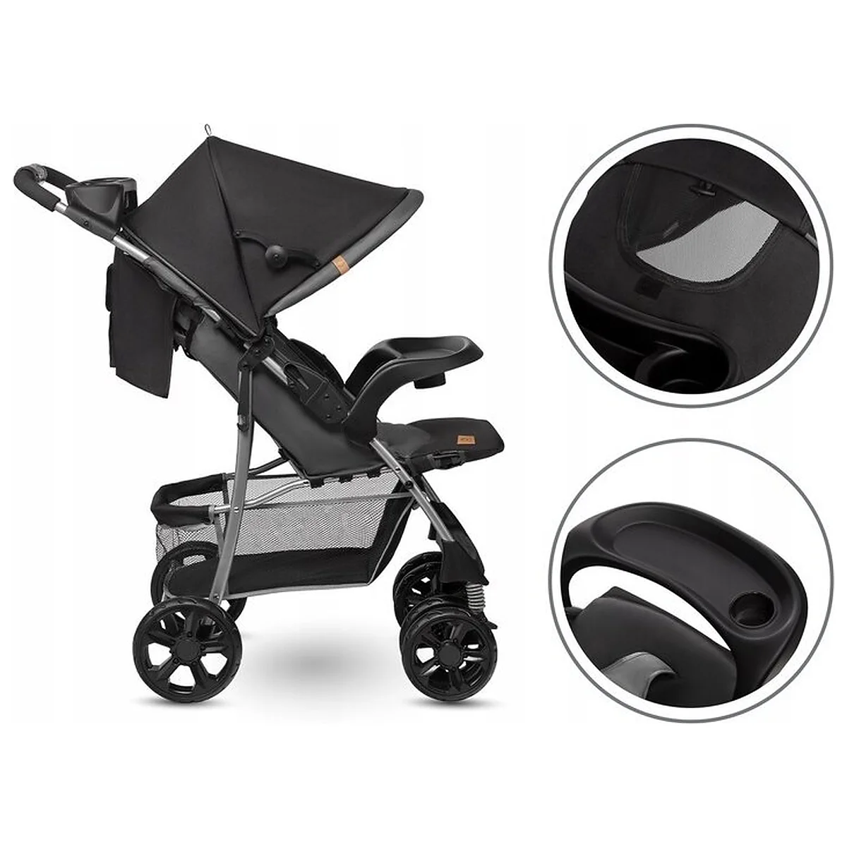 Carucior sport, Lionelo, Emma Plus, Cu tavita, 2 Suporturi pentru pahar, Geanta accesorii, Conform cu standardul [24]