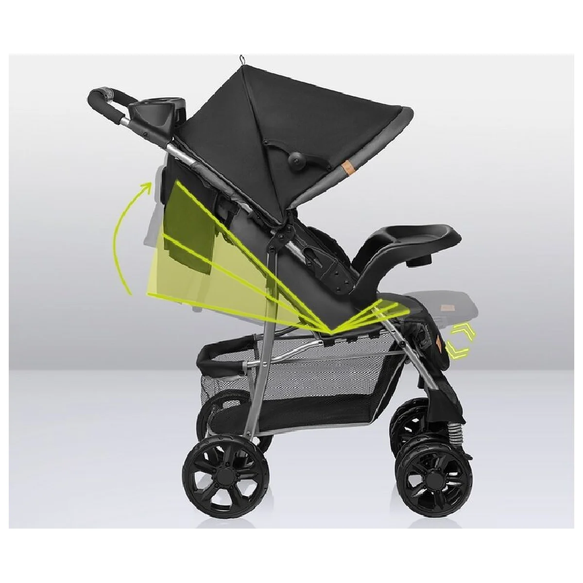 Carucior sport, Lionelo, Emma Plus, Cu tavita, 2 Suporturi pentru pahar, Geanta accesorii, Conform cu standardul [36]