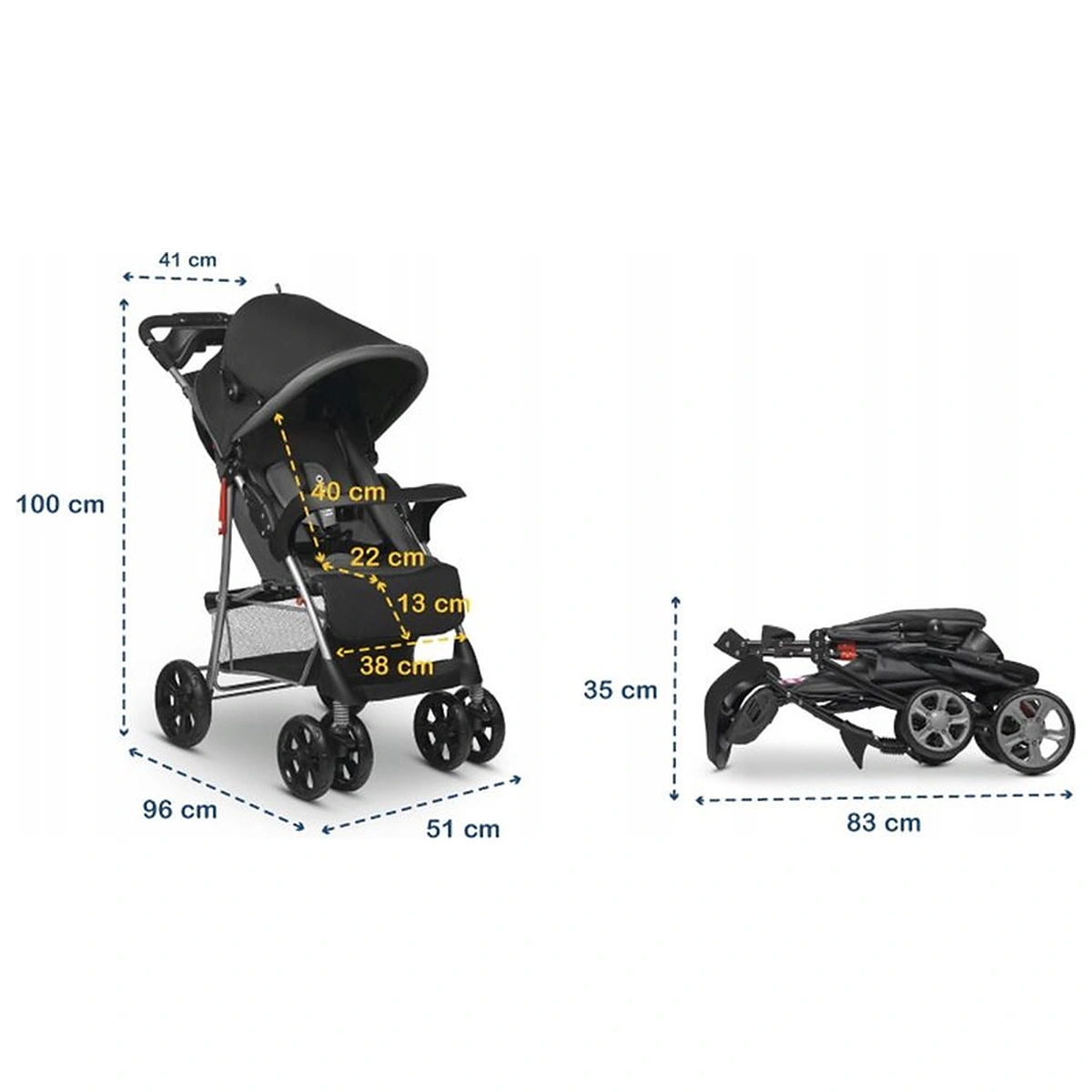 Carucior sport, Lionelo, Emma Plus, Cu tavita, 2 Suporturi pentru pahar, Geanta accesorii, Conform cu standardul [21]